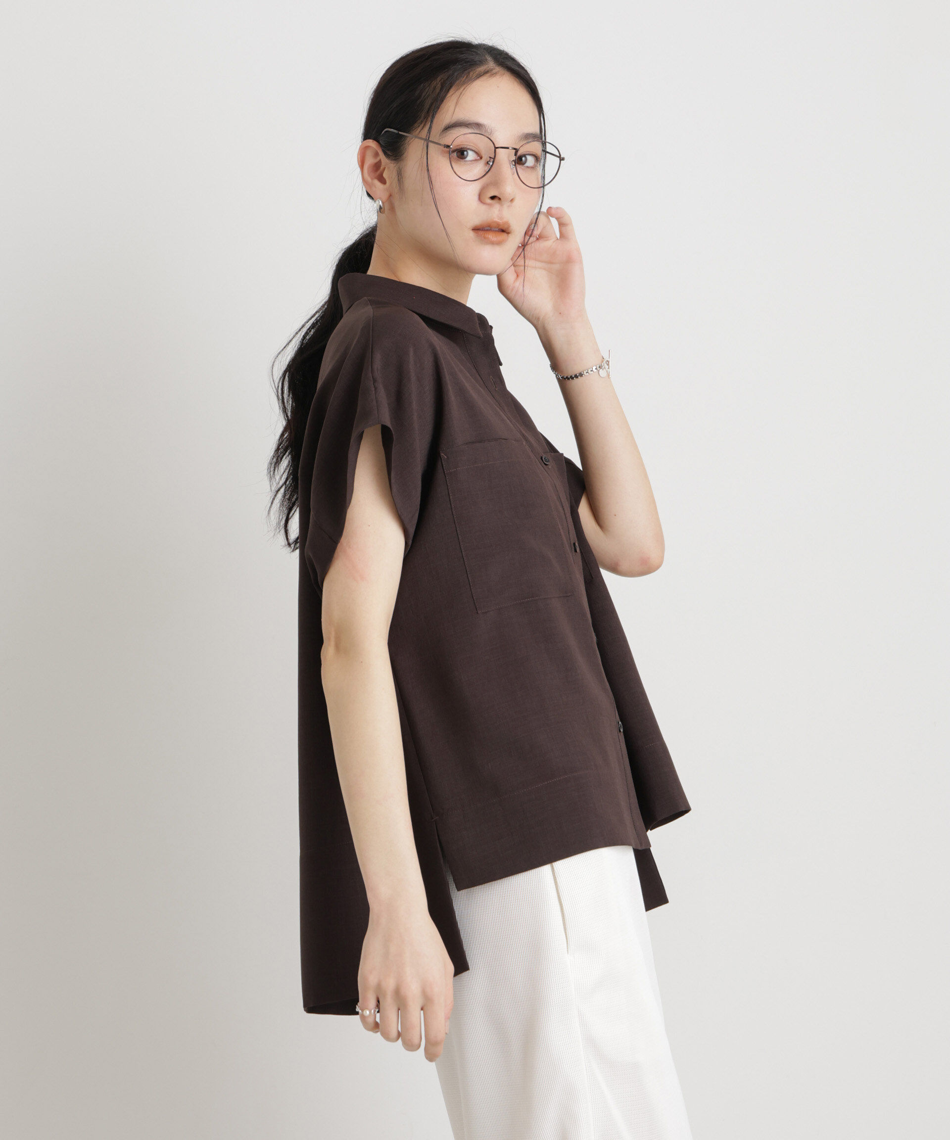 nano･universe「メランジドライ ポケットシャツ(セットアップ可)」|シャツ・ブラウス|