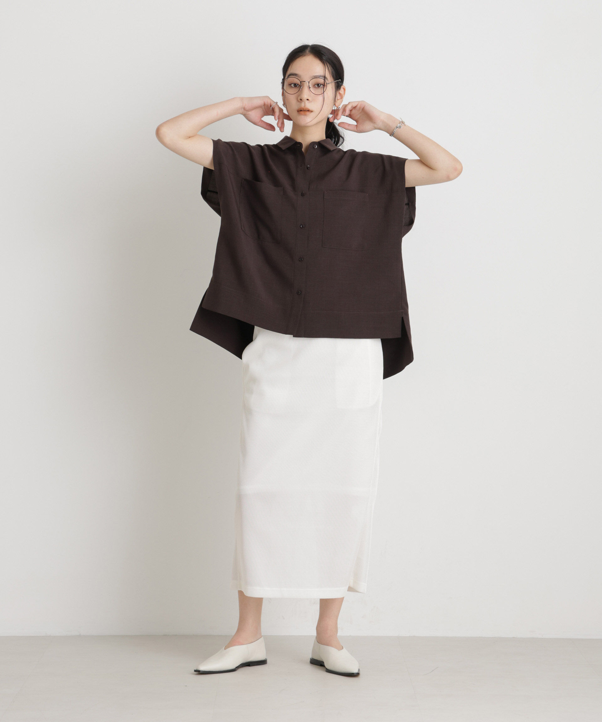 nano･universe「メランジドライ ポケットシャツ(セットアップ可)」|シャツ・ブラウス|