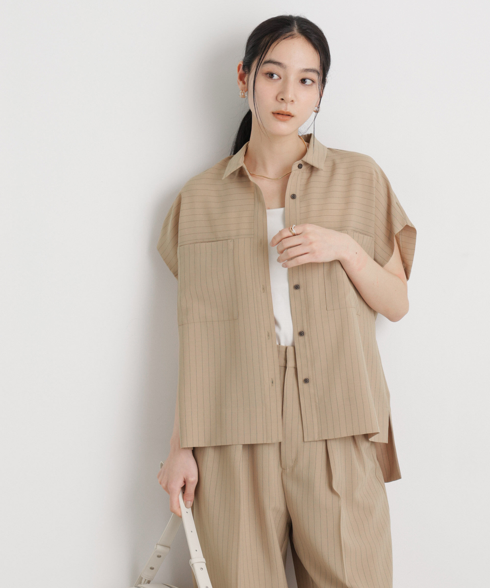 nano･universe「メランジドライ ポケットシャツ(セットアップ可)」|シャツ・ブラウス|