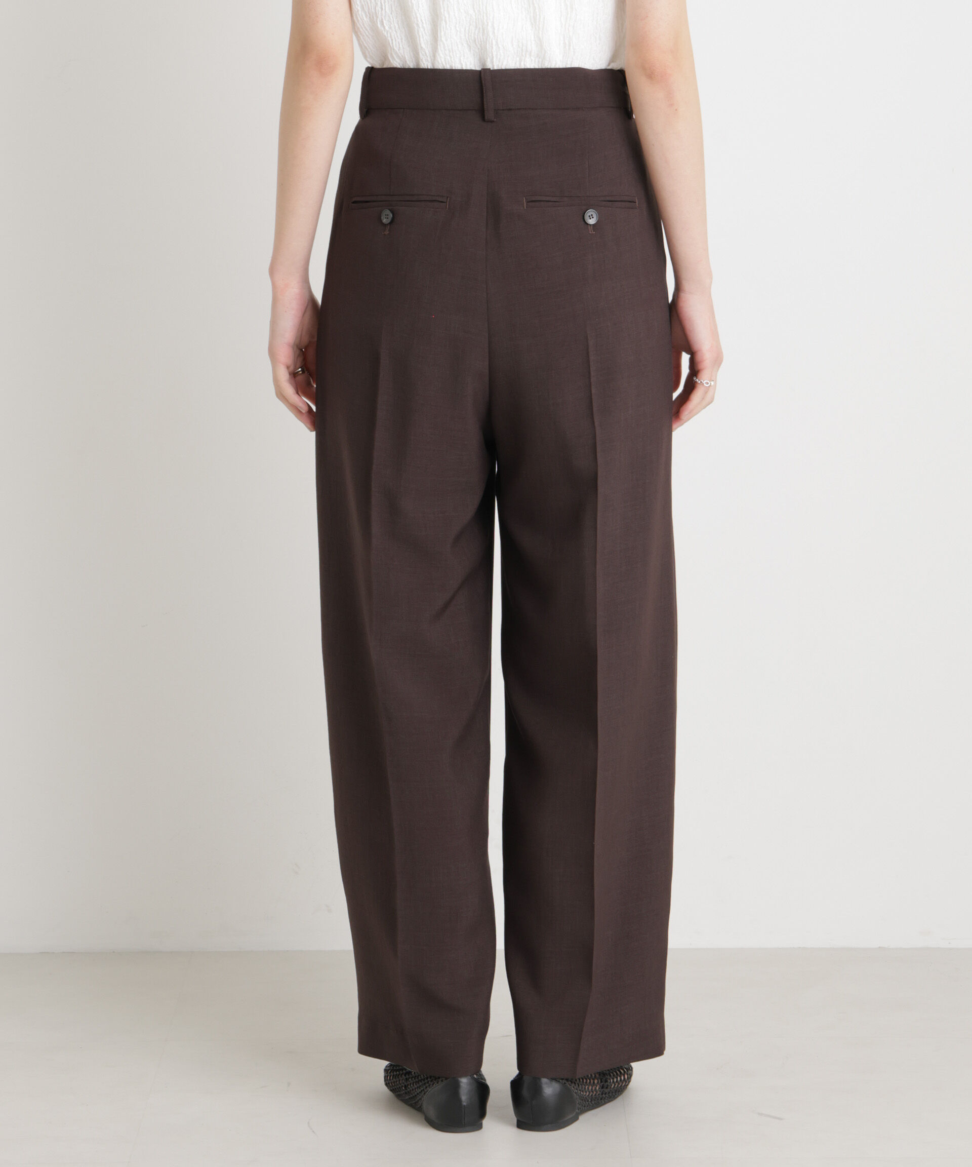 nano･universe「メランジドライ 2タックワイドパンツ(セットアップ可)」|チノ|