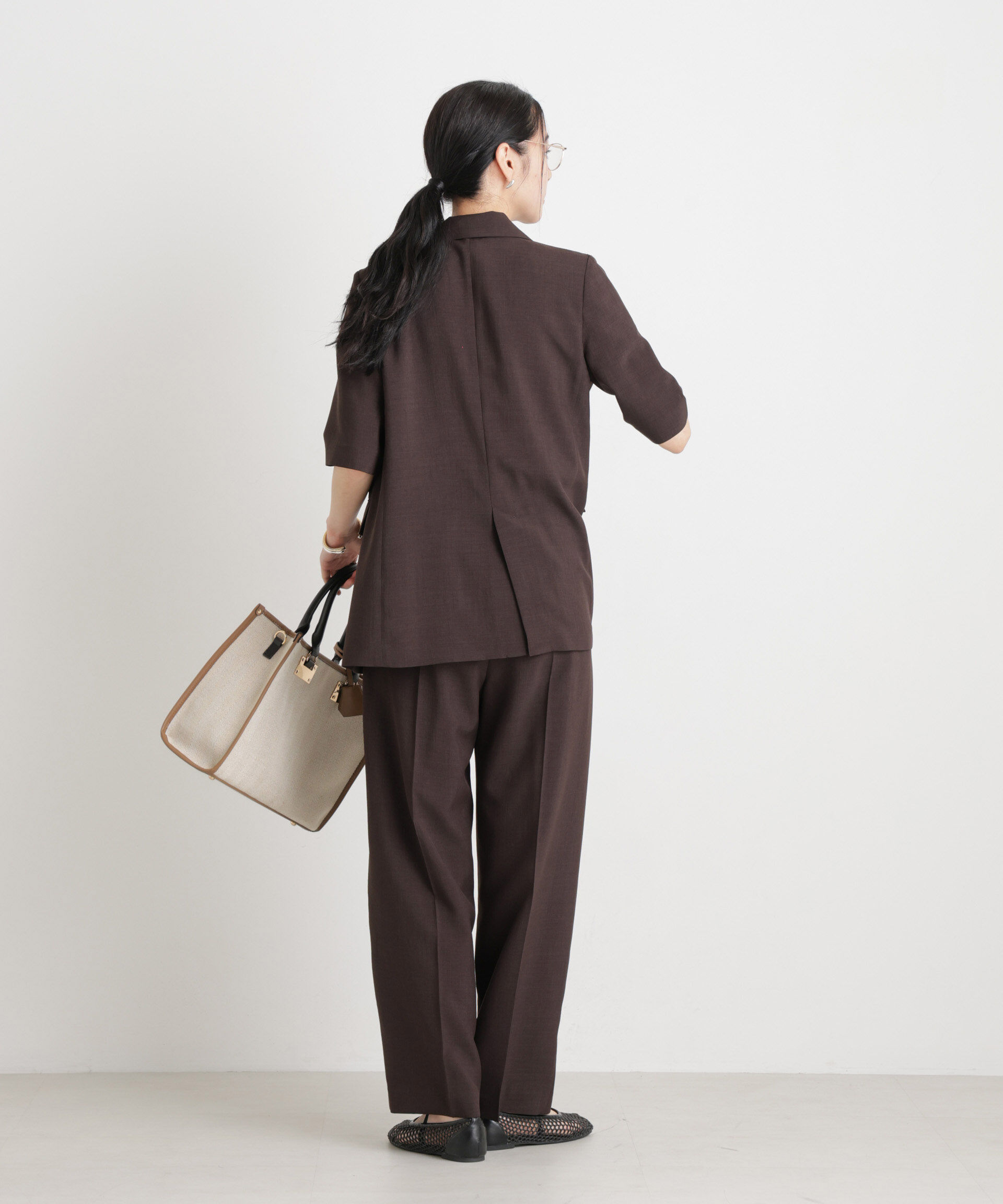 nano･universe「メランジドライ 2タックワイドパンツ(セットアップ可)」|チノ|