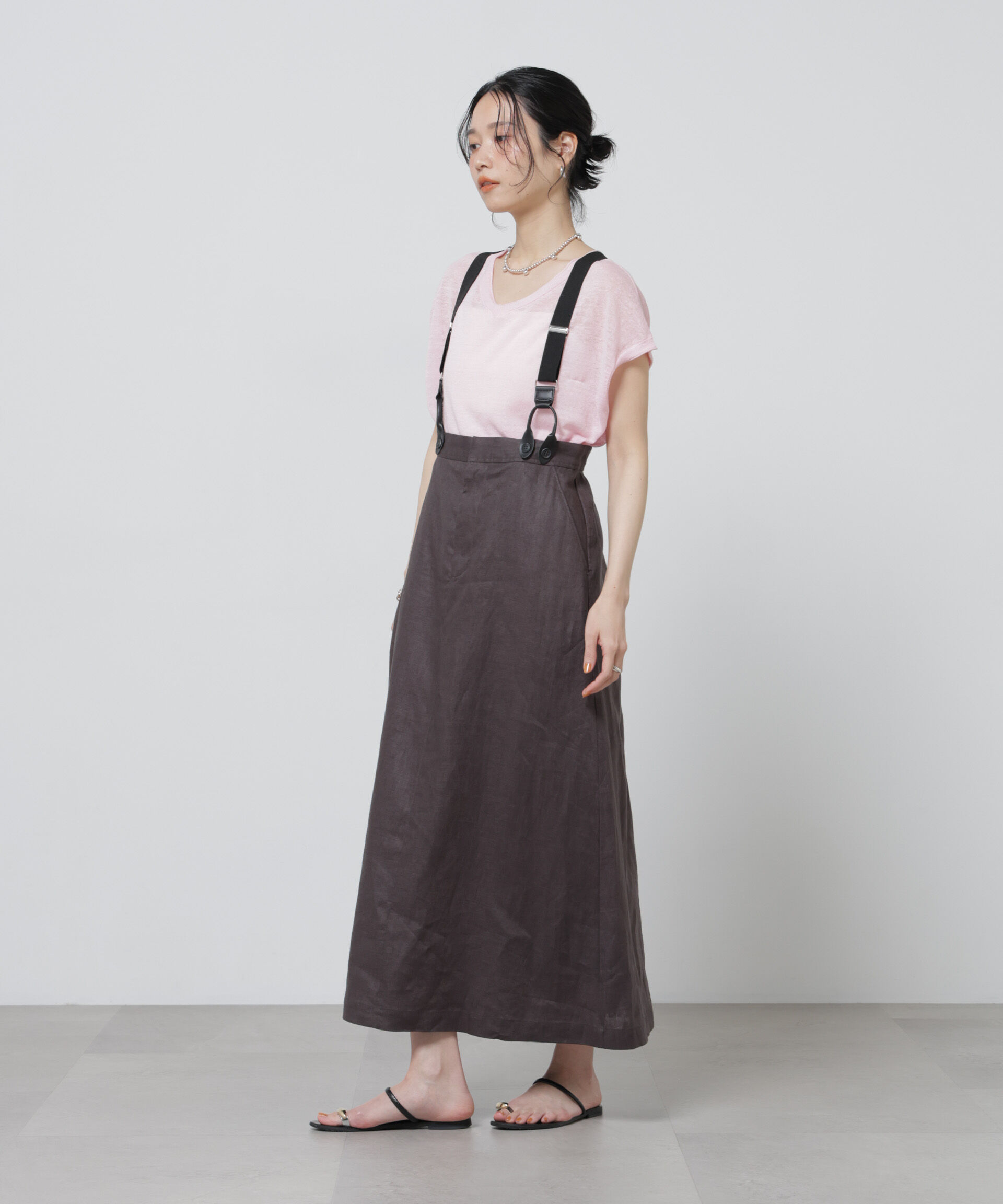 nano･universe「European Flax サスペンダー付きスカート(セットアップ可)」|スカート|