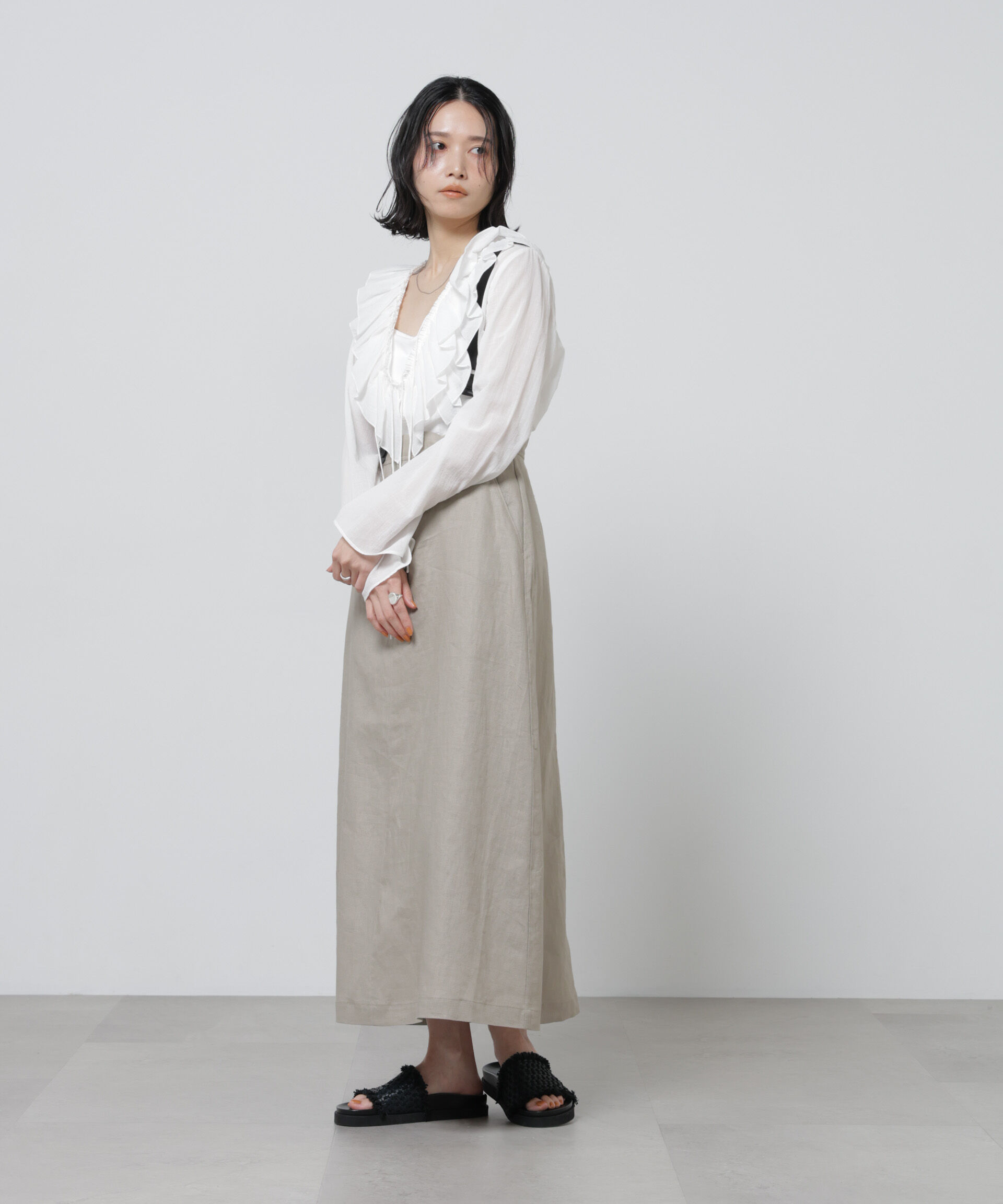 nano･universe「European Flax サスペンダー付きスカート(セットアップ可)」|スカート|