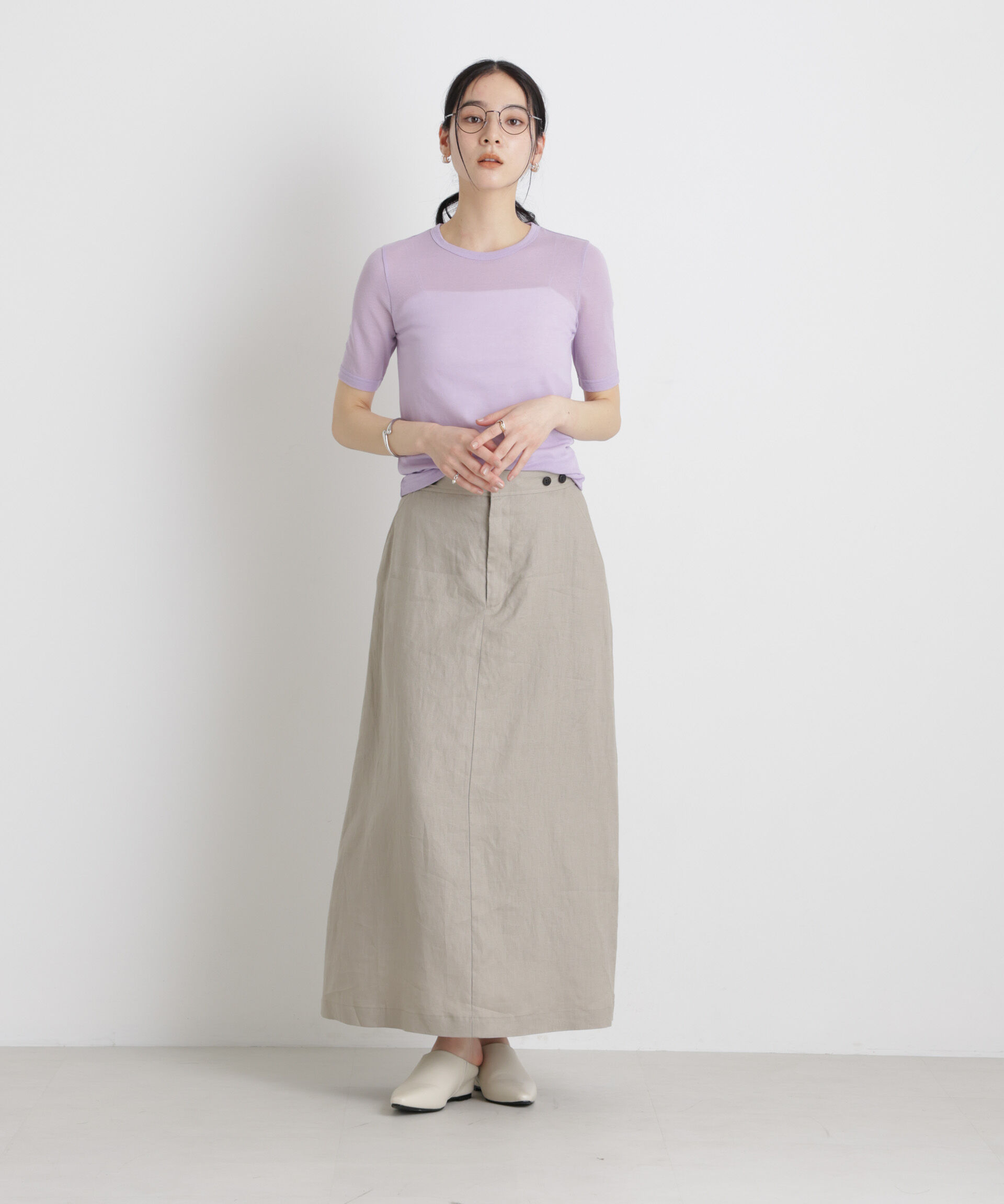 nano･universe「European Flax サスペンダー付きスカート(セットアップ可)」|スカート|