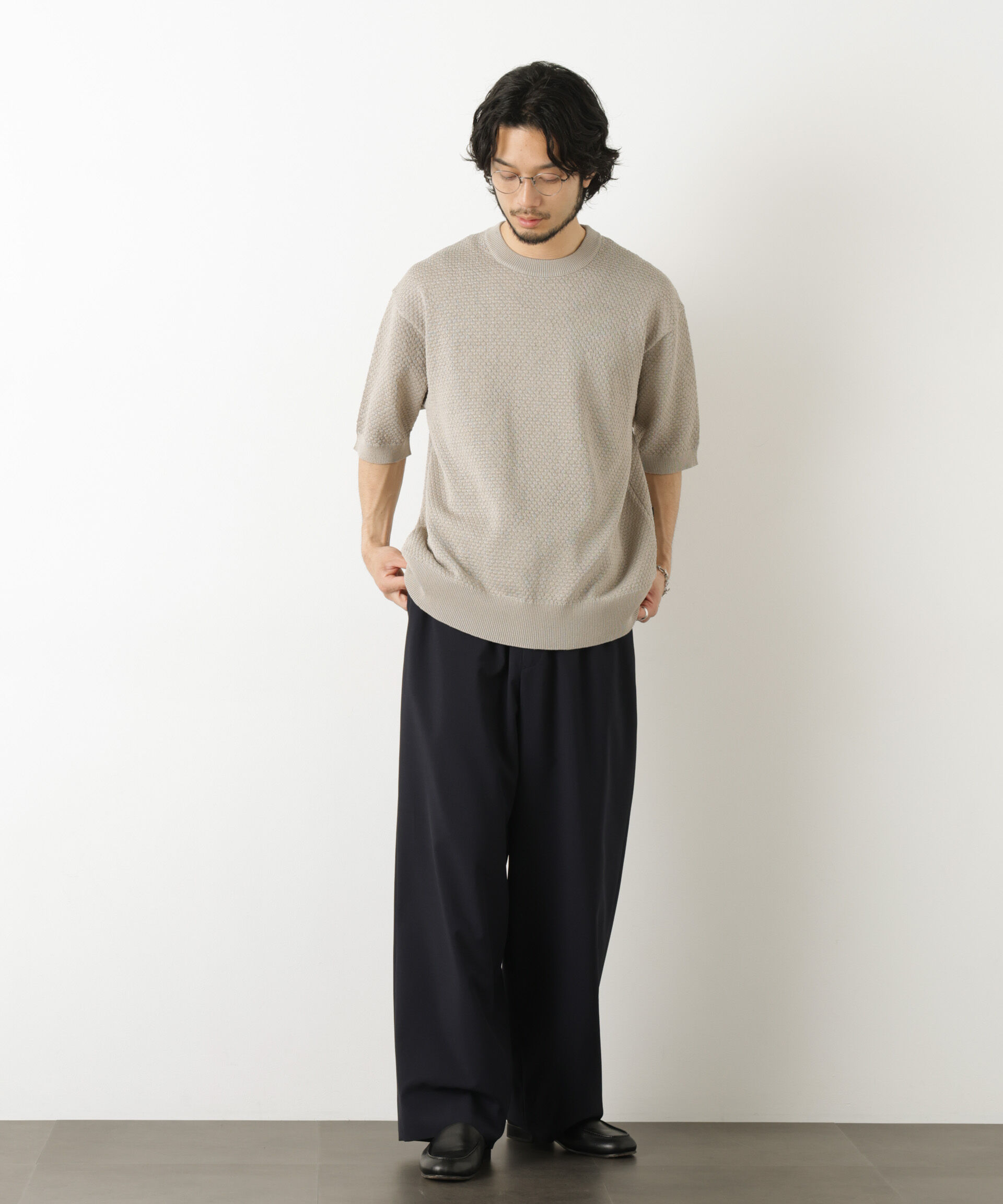 nano･universe「ギマクルーネック ニットTシャツ」|ニット・セーター|