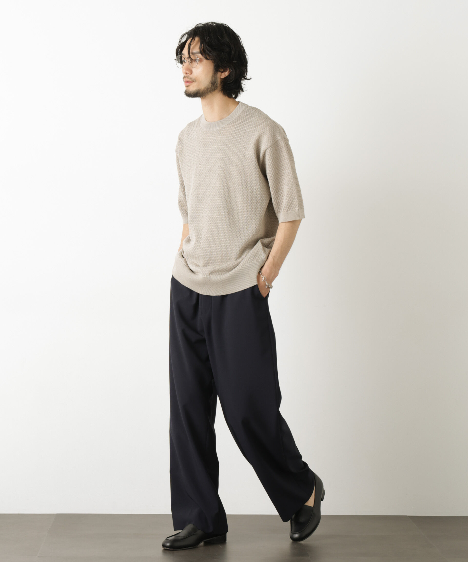 nano･universe「ギマクルーネック ニットTシャツ」|ニット・セーター|