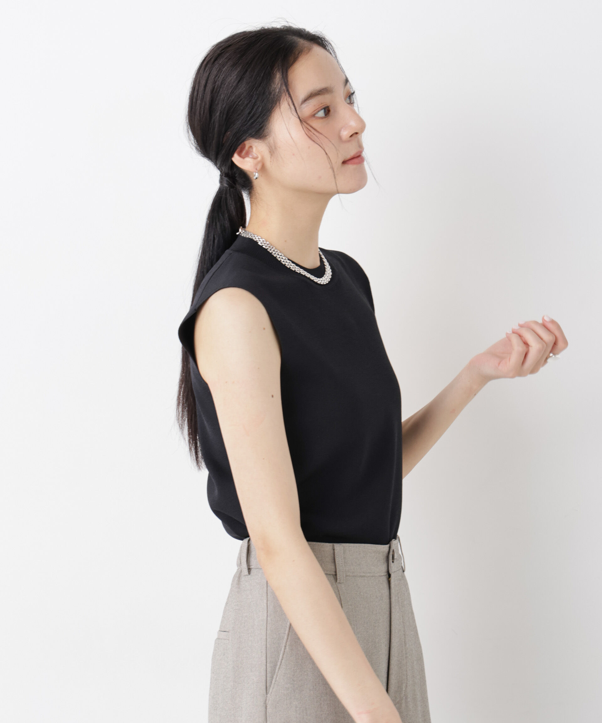 nano･universe「SUMMER VEIL KNIT 総針ノースリーブニット」|ニット・セーター|