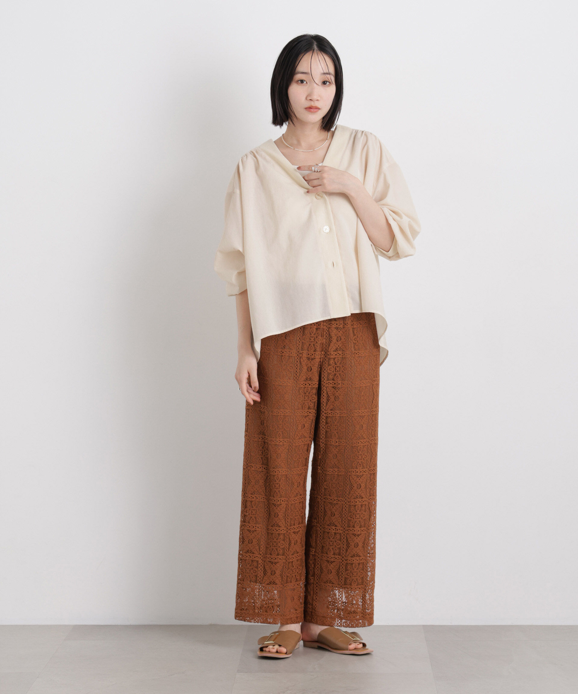 nano･universe「バックギャザーシアーシャツカーディガン」|シャツ・ブラウス|