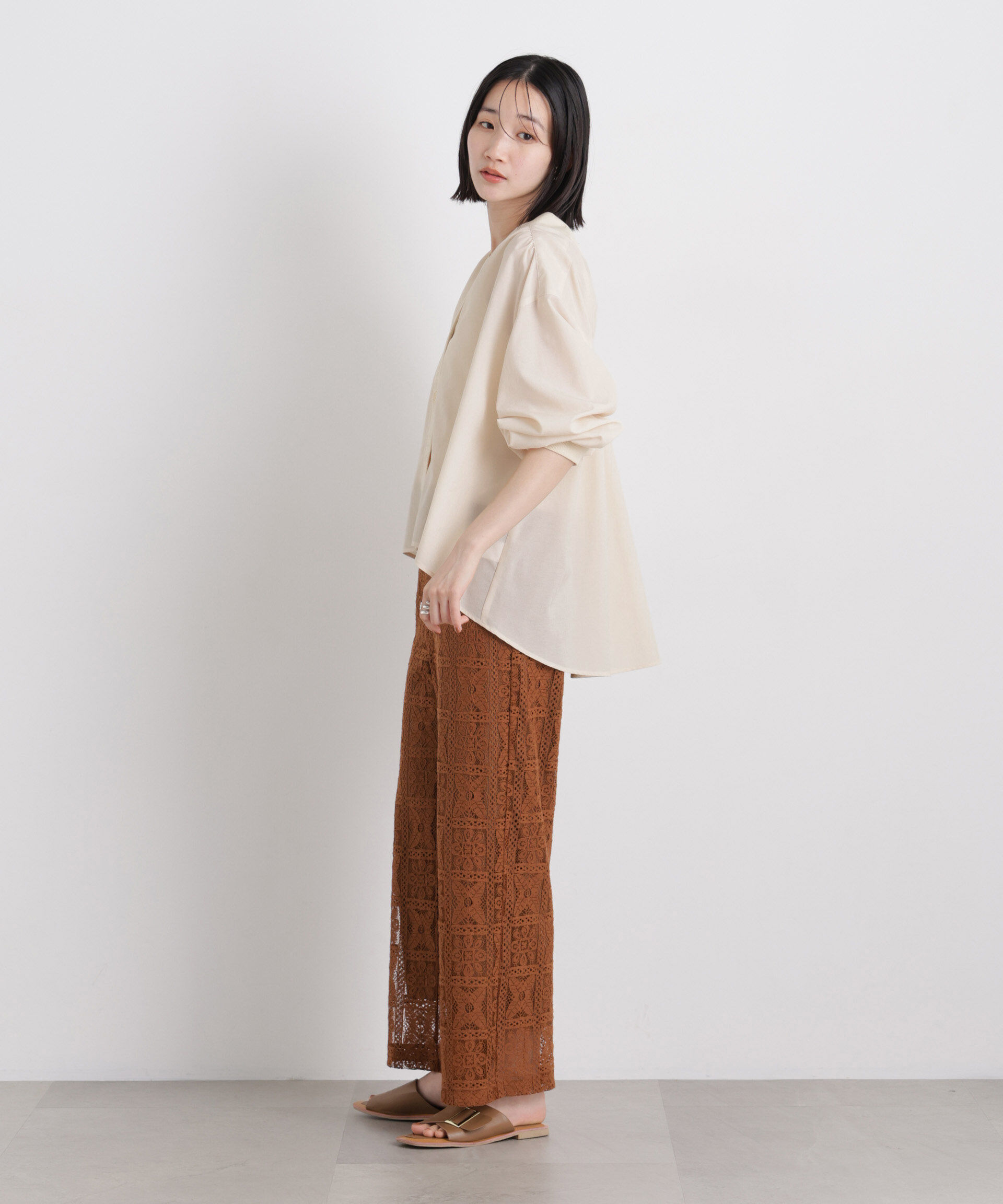 nano･universe「バックギャザーシアーシャツカーディガン」|シャツ・ブラウス|