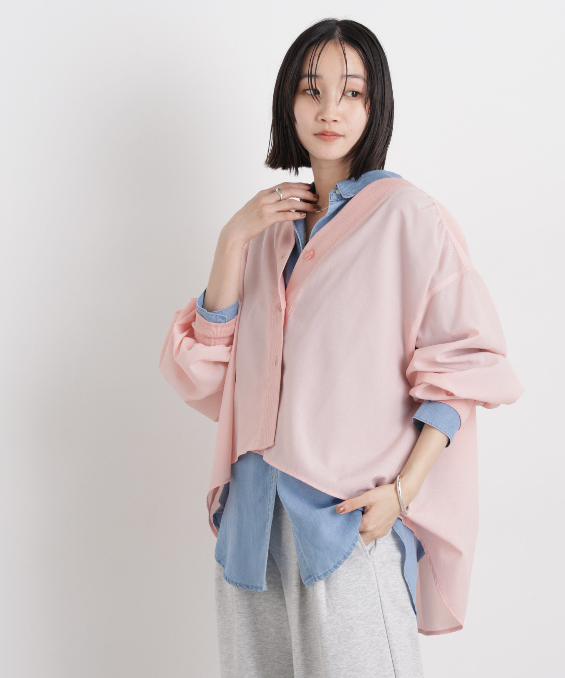 nano･universe「バックギャザーシアーシャツカーディガン」|シャツ・ブラウス|