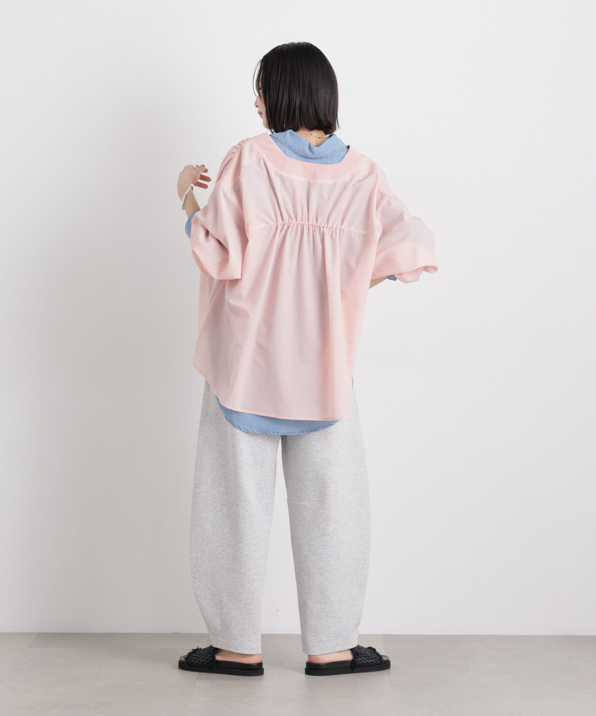 nano･universe「バックギャザーシアーシャツカーディガン」|シャツ・ブラウス|