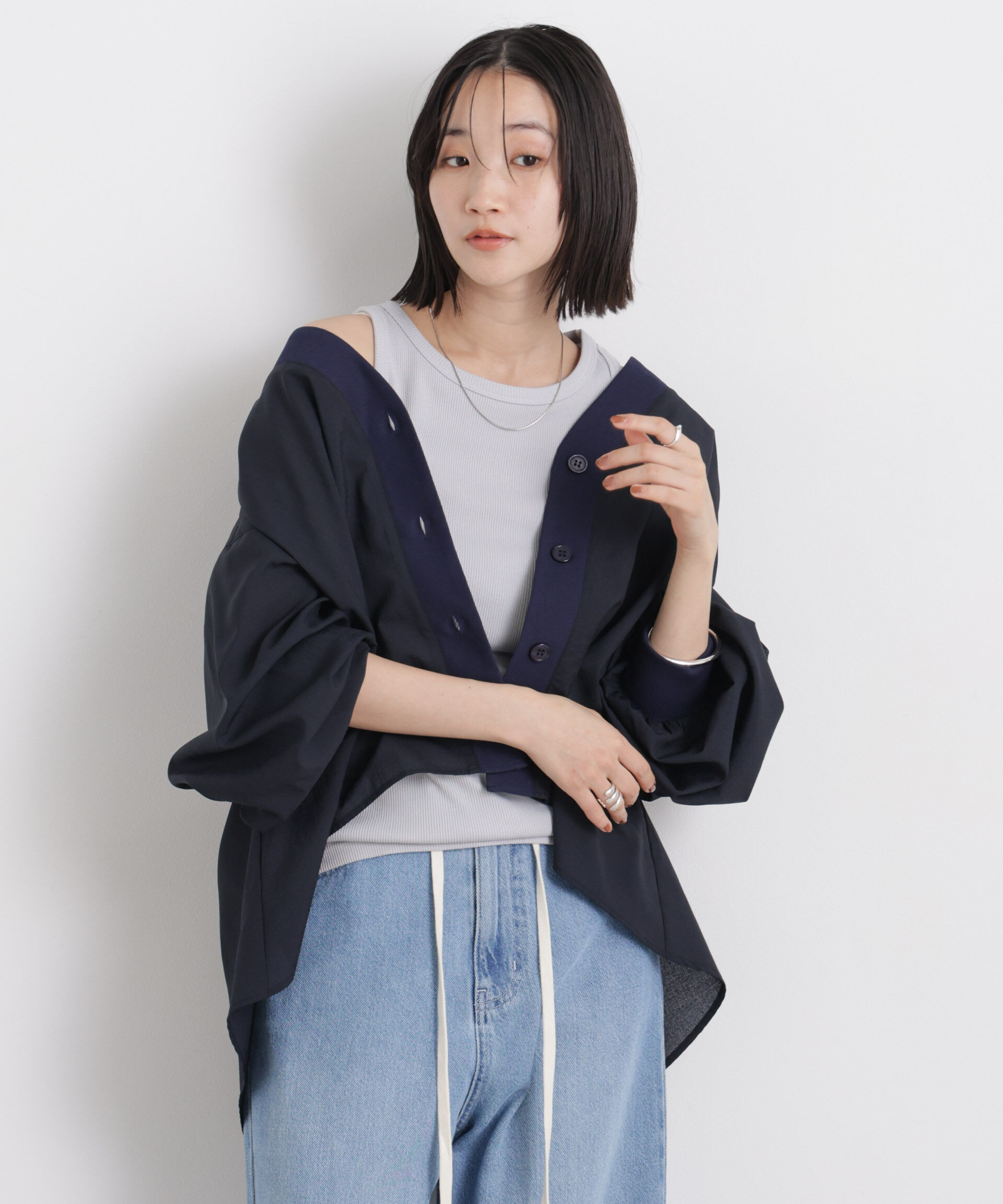 nano･universe「バックギャザーシアーシャツカーディガン」|シャツ・ブラウス|