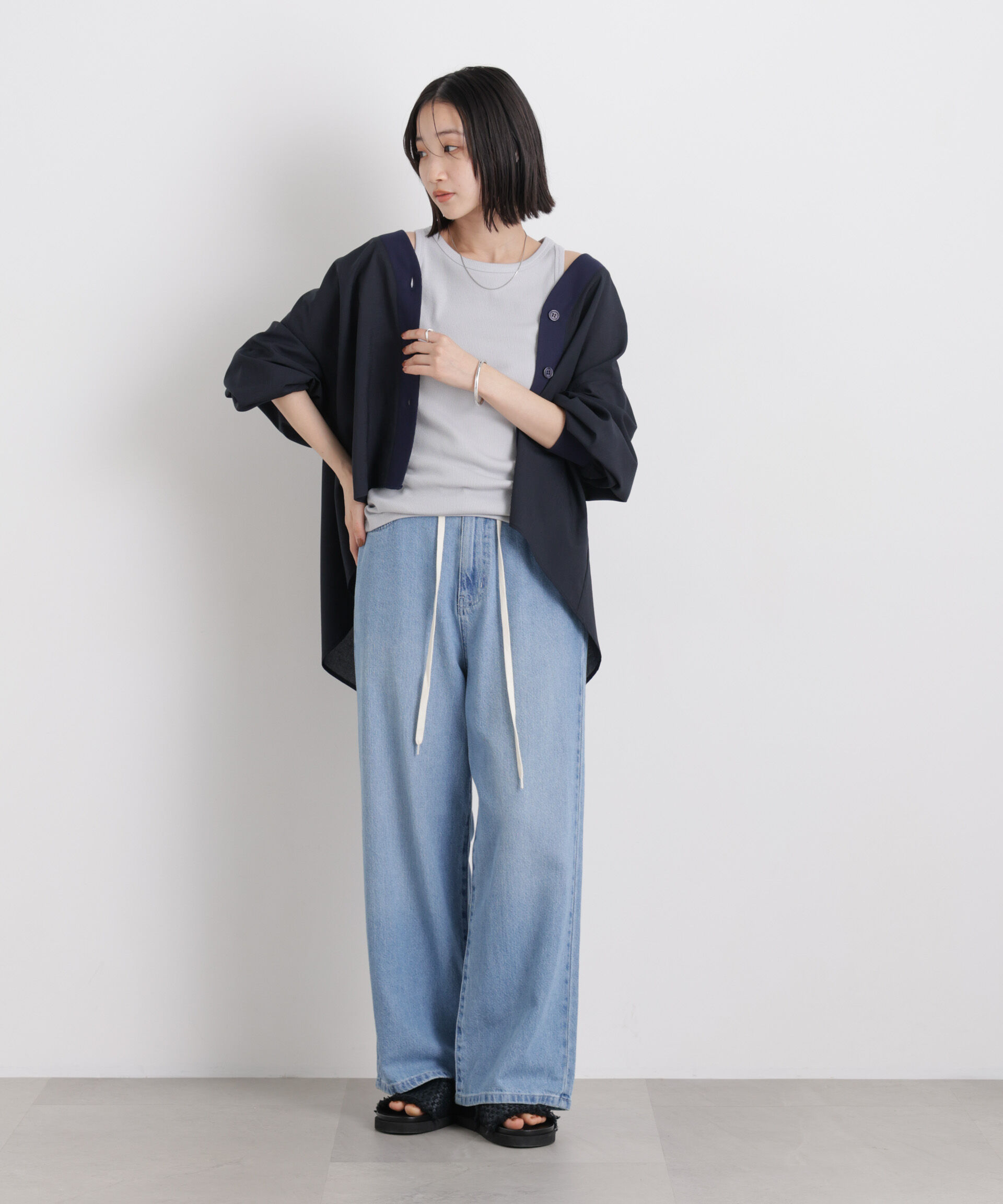 nano･universe「バックギャザーシアーシャツカーディガン」|シャツ・ブラウス|