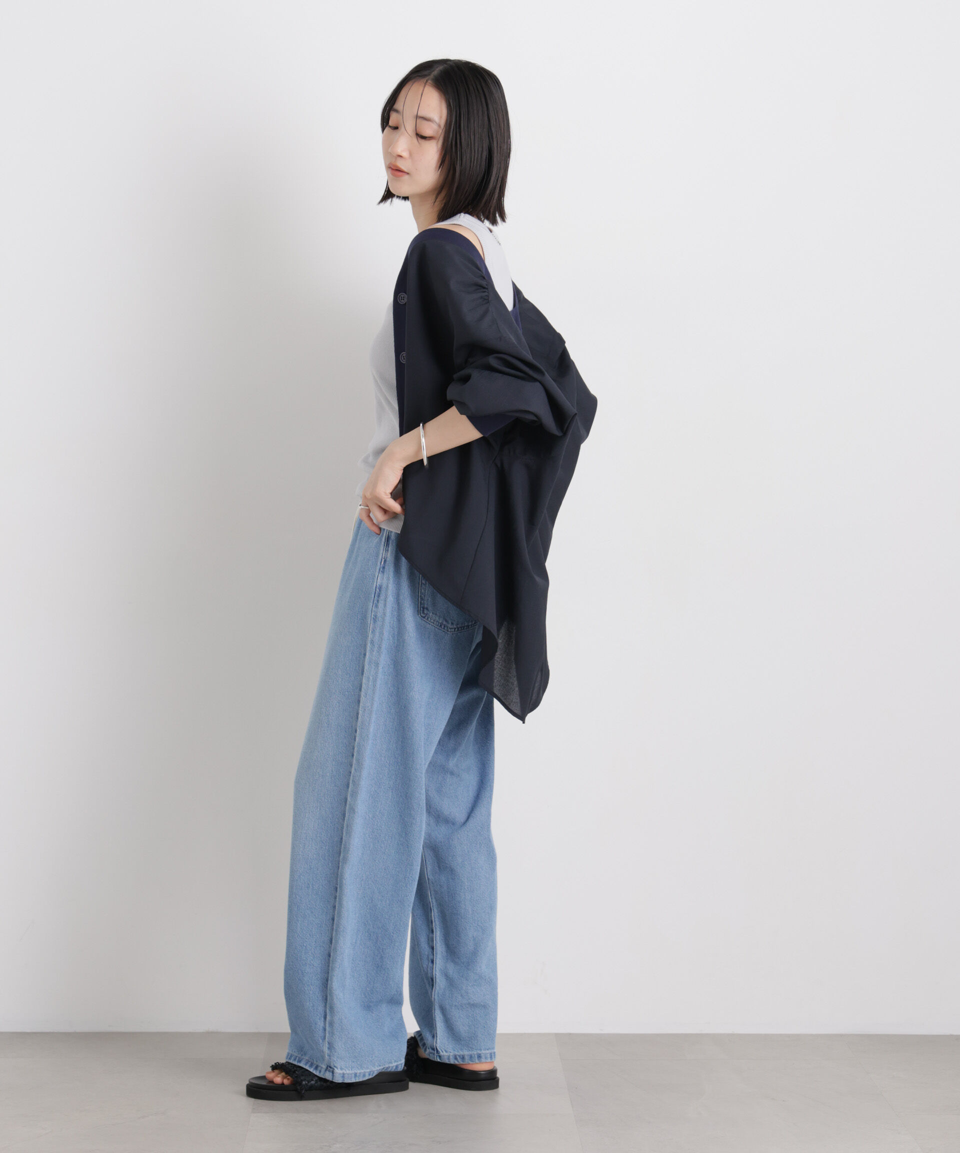 nano･universe「バックギャザーシアーシャツカーディガン」|シャツ・ブラウス|