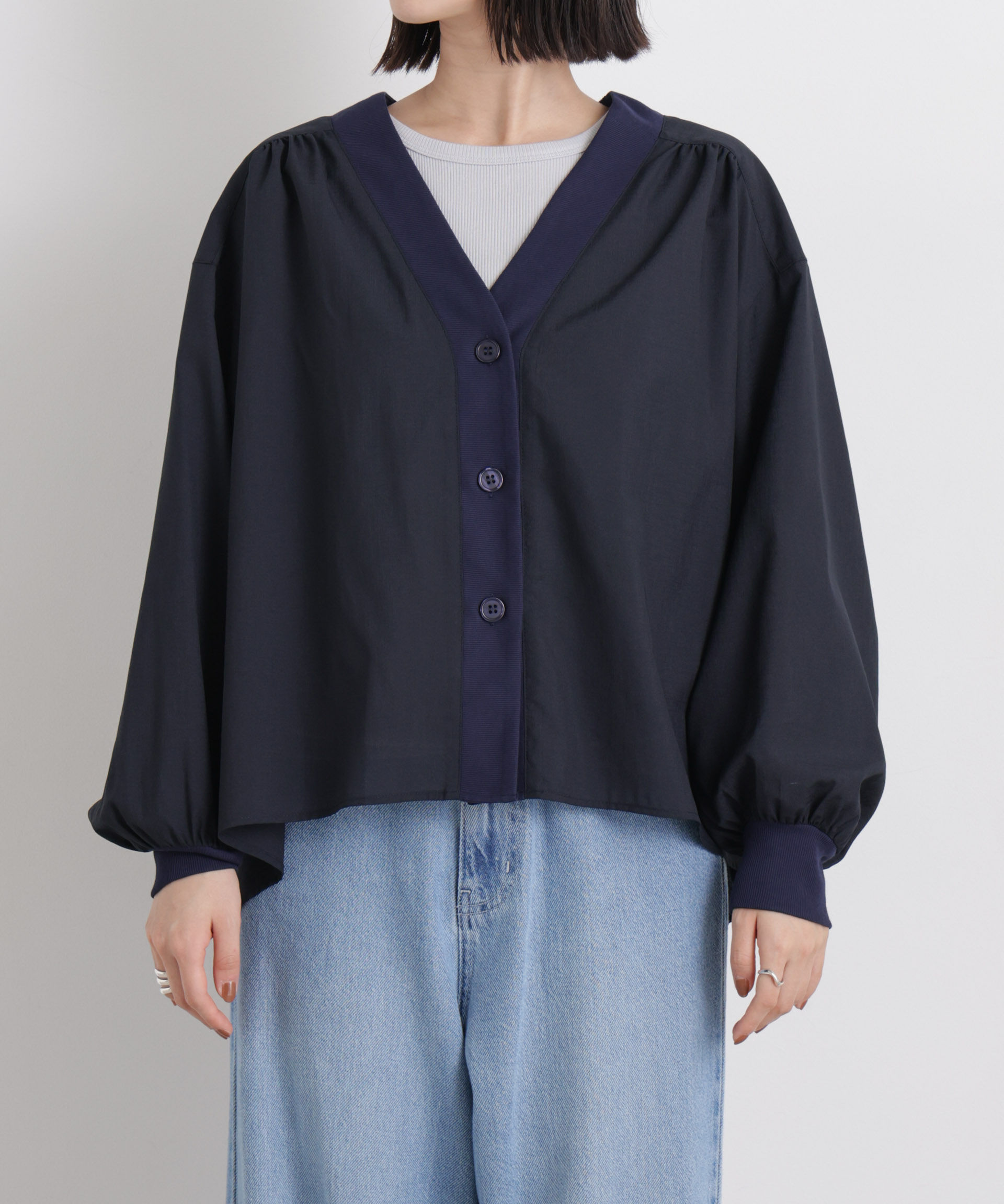 nano･universe「バックギャザーシアーシャツカーディガン」|シャツ・ブラウス|