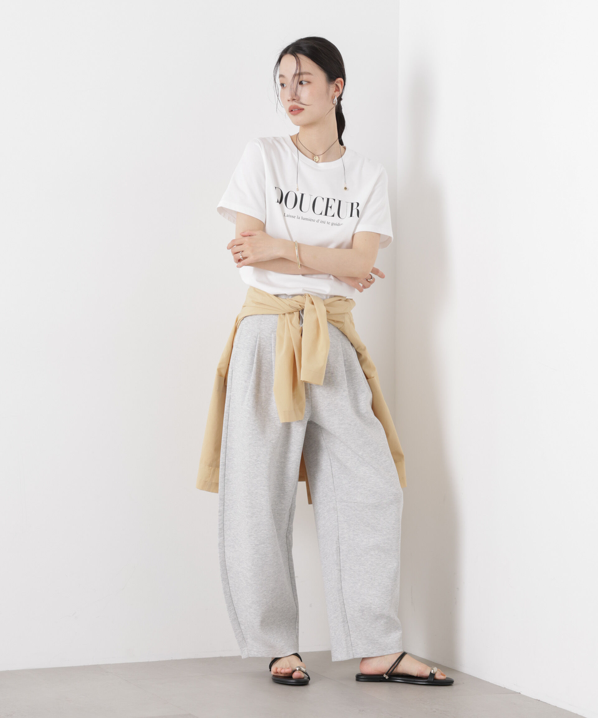 nano･universe「接触冷感ダンボールカットカーブシルエットパンツ(セットアップ可)」|チノ|