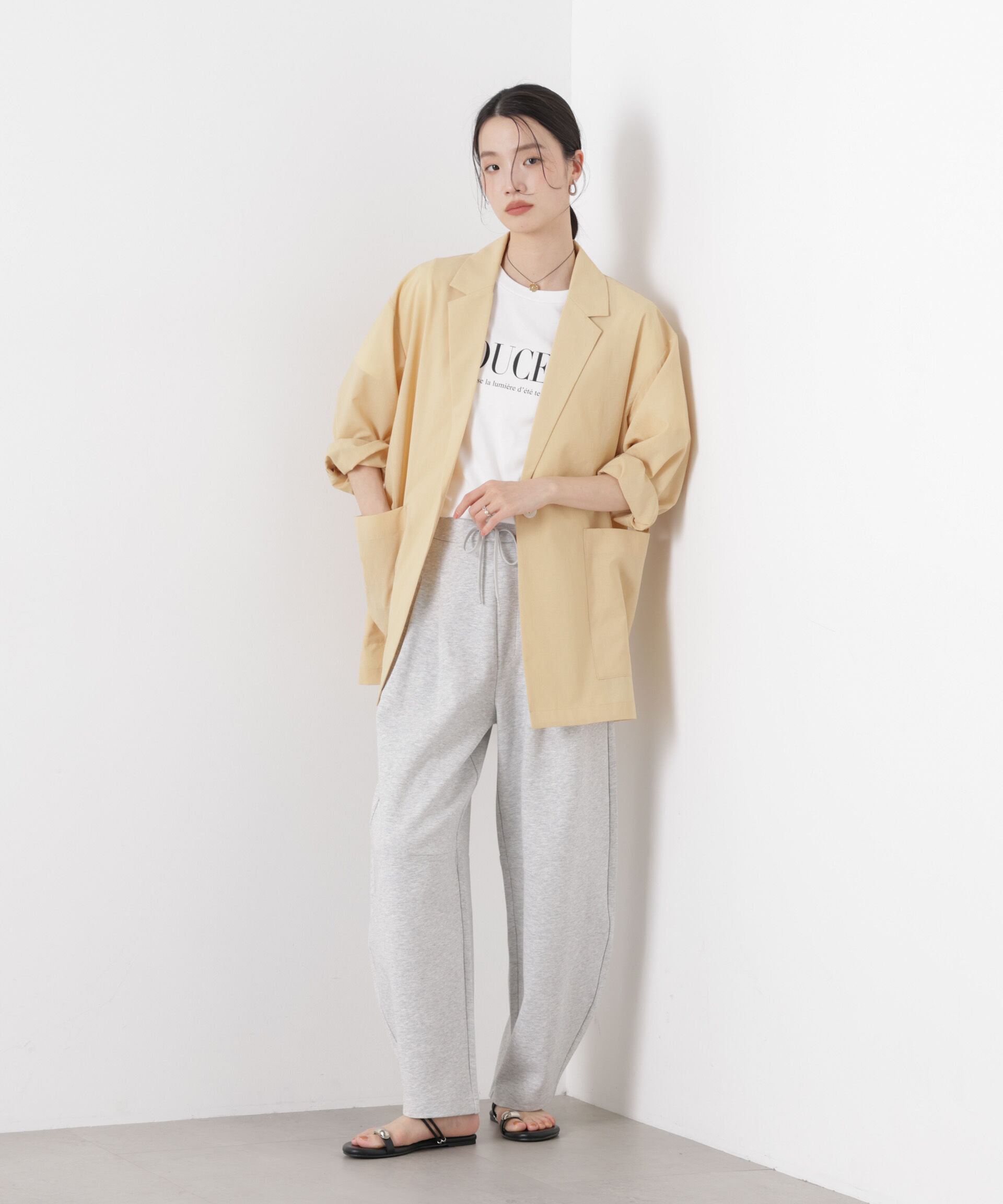 nano･universe「接触冷感ダンボールカットカーブシルエットパンツ(セットアップ可)」|チノ|