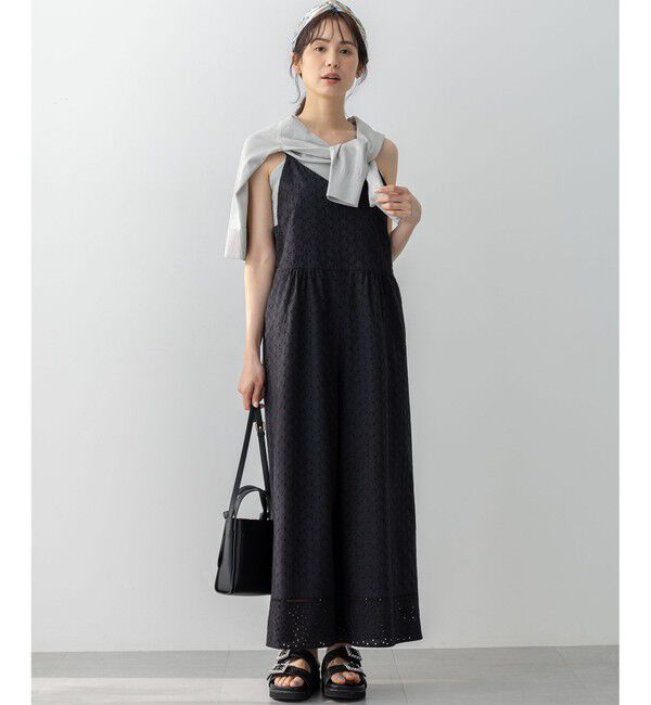組曲「【WEB限定】エンブロイダリーレースサロペット」|オールインワン|ブラック系