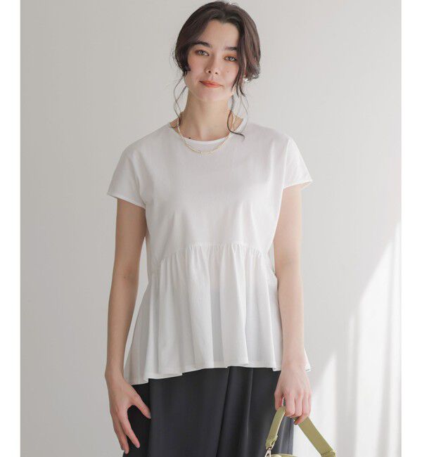 組曲「【WEB限定】トリコットジャージー ペプラムカットソー」|Tシャツ・カットソー|ホワイト系