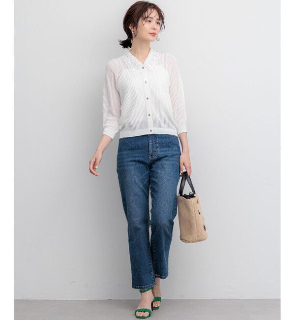 組曲「【WEB限定】レーシーニット レース襟付き カーディガン」|カーディガン|