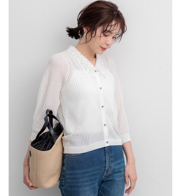 組曲「【WEB限定】レーシーニット レース襟付き カーディガン」|カーディガン|