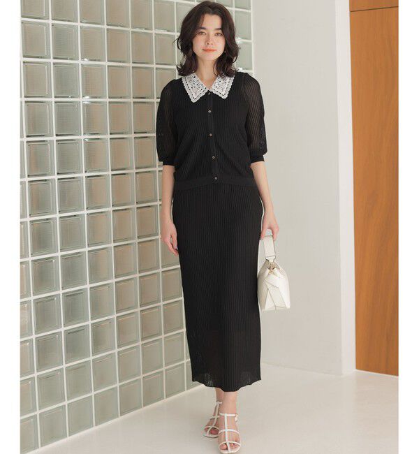 組曲「【WEB限定】レーシーニット レース襟付き カーディガン」|カーディガン|