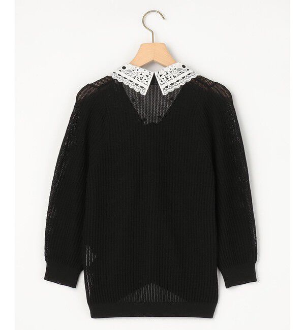 組曲「【WEB限定】レーシーニット レース襟付き カーディガン」|カーディガン|