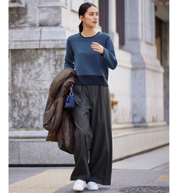 自由区「【WEB限定・マルチウェイ・洗える】ヘリンボーン柄リバーシブルニット セットアップ」|スーツ|