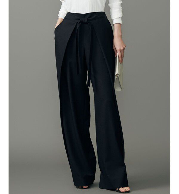 自由区「【SHIHOさん着用】フロントディテールラップワイド パンツ」|その他|ブラック
