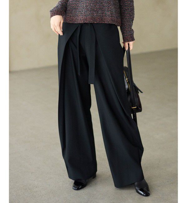 自由区「【SHIHOさん着用】フロントディテールラップワイド パンツ」|その他|ブラックⅡ