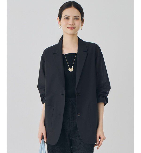 自由区「【カタログ掲載・軽やか】シアーボイルテーラード ジャケット」|テーラードジャケット|ブラック