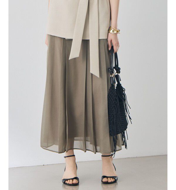 自由区「【カタログ掲載】オーガンジープリーツ スカート」|スカート|カーキ