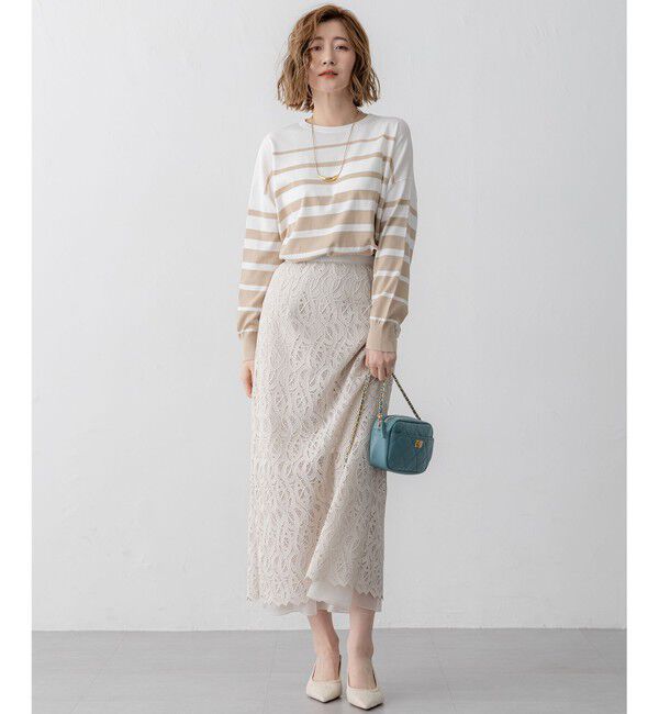 23区「【洗える】ジオメトリックレース Iライン スカート」|スカート|