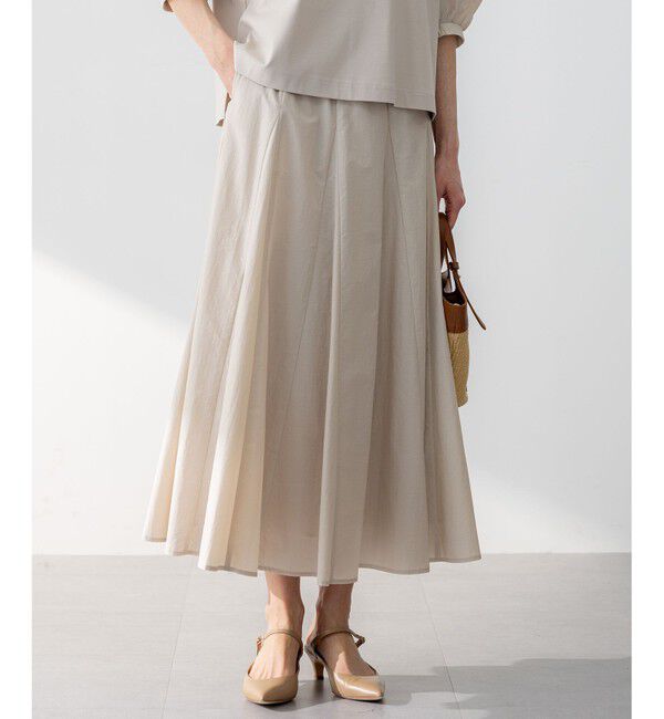 23区「【撥水加工/洗える】ナイロンコットンタフタ フレア スカート」|スカート|ベージュ系