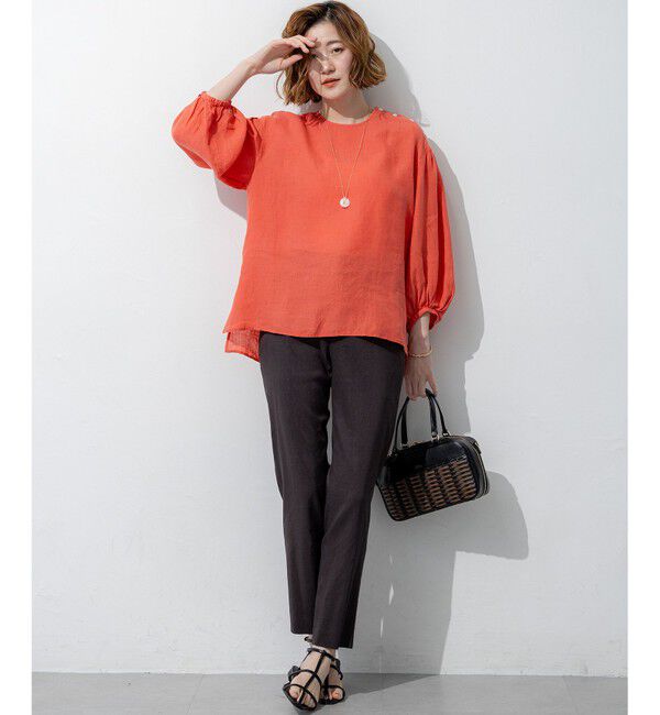 23区「LIBECOリネン ボリュームスリーブ ブラウス」|シャツ・ブラウス|