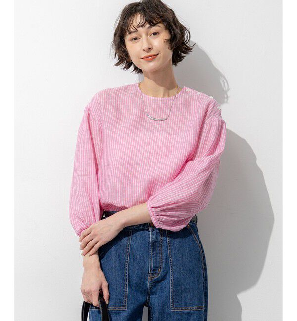 23区「LIBECOリネン ボリュームスリーブ ブラウス」|シャツ・ブラウス|ピンク系