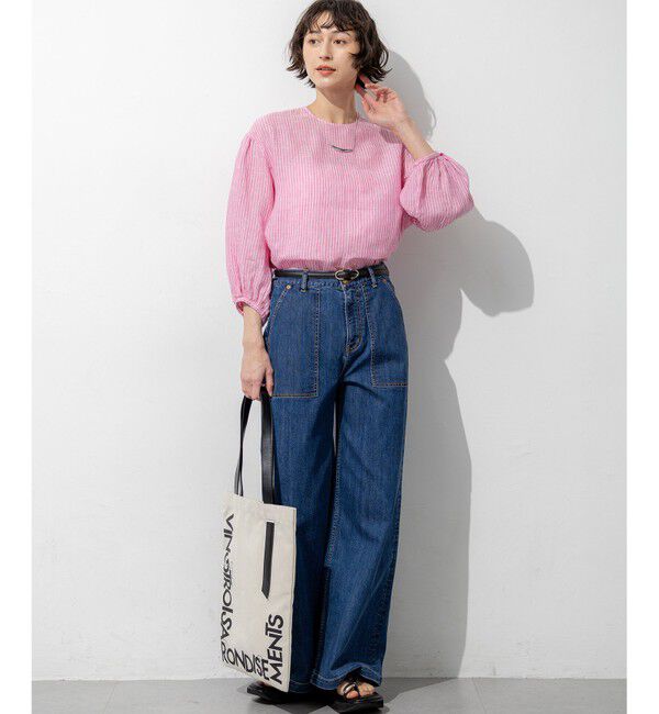 23区「LIBECOリネン ボリュームスリーブ ブラウス」|シャツ・ブラウス|