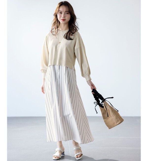 ANY SIS「【2SET】シャツワンピ &times; ニット セット」|ワンピース|