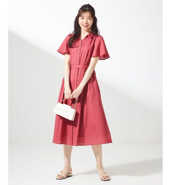 ANY SIS「【接触冷感・UVカット・速乾】スムージーポリエステル シャツワンピース」|ワンピース|