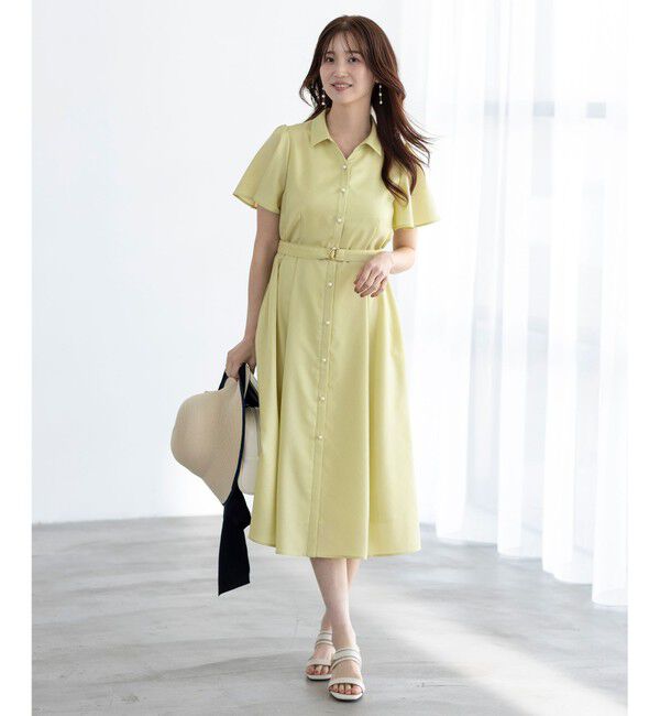ANY SIS「【接触冷感・UVカット・速乾】スムージーポリエステル シャツワンピース」|ワンピース|