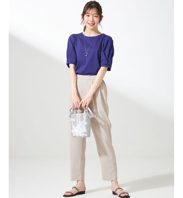 ANY SIS「【撥水・汗ジミ防止・UVケア・洗える】スーピマスムース 袖タック Tシャツ」|Tシャツ・カットソー|