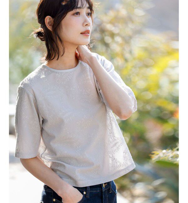 ANY SIS「レースクロップド プルオーバー」|シャツ・ブラウス|アイスグレー