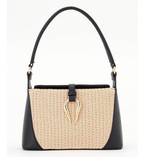 ANY SIS「雑材コンビハンドルバッグ」|ハンドバッグ|ブラック