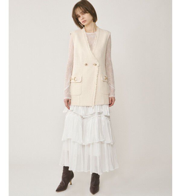 GRACE CONTINENTAL「ルーズツイードジレジャケット」|ベスト・ジレ|