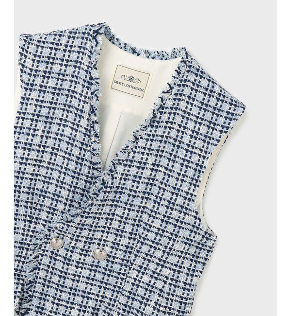 GRACE CONTINENTAL「ルーズツイードジレジャケット」|ベスト・ジレ|