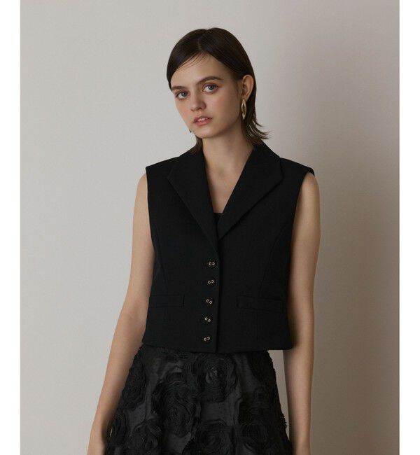 GRACE CONTINENTAL「トリアセジャージジレ」|ベスト・ジレ|ブラック