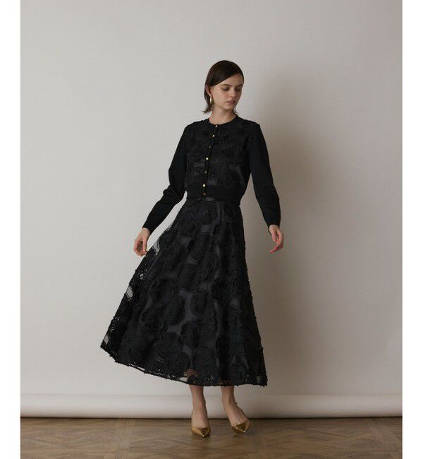 GRACE CONTINENTAL「ローズ刺繍フレアスカート」|スカート|