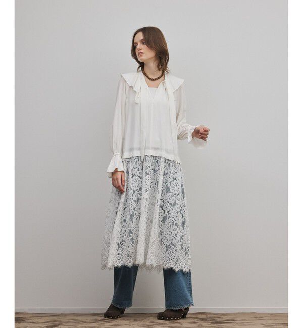 GRACE CONTINENTAL「レースコンビフリルカフタンワンピース」|ワンピース|