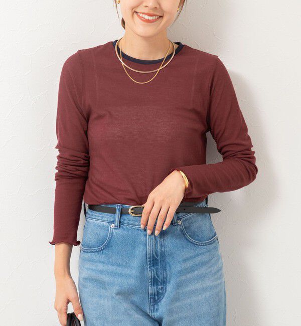 NOLLEY'S「ウォッシャブルシアーフライスロンT」|Tシャツ・カットソー|ボルドー