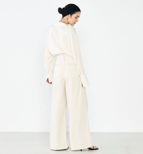 Rie Miller「【RM denim】リネン混ラップワイドパンツ」|その他|